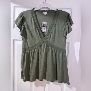 Self Esteem Olive Green Short Sleeve Top